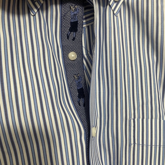 Bobby Jones 15.5 - 16 Medium Button Up Blue Stripe 100% Cotton Boone Valley - Picture 6 of 8